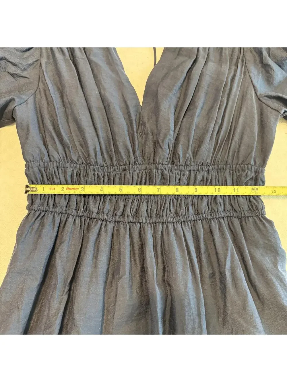 Abercrombie & Fitch Navy V-Neck Puff Sleeve Maxi Dress Size M Petite